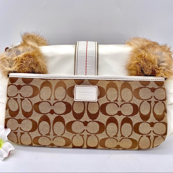 EUC COACH Fur Signature Ski Flap Shoulder Bag - Picture 5 of 16